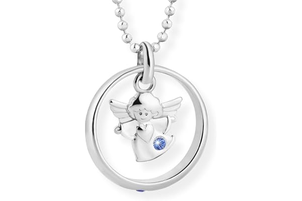 fish Collier Enfant En Argent Sterling Avec Pendentif Ange Et Cristal Bleu
