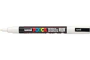 三菱鉛筆 Uni Posca PC-3M - Pennarello a punta rotonda fine per scrivere su vernici e vetro, tratto da 1,3 mm, colore: bianco