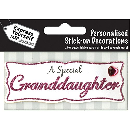 Granddaughter (Pink) Caption Topper - Self Adhesive Greeting Card Craft Embellishment Sticker Set for Card Making, Gift Wrapping, Scrapbooking, Paper Crafts and DIY Projects - Express Yourself MIP