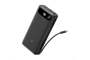 Anker Power Bank, 20,000mAh with Built-in USB-C Cable, 87W Max Fast Charging (PowerCore 20K for Laptop) Lenovo, HP, Dell, Microsoft, MacBook, iPad, iPhone, Apple Watches, Samsung and More - Black