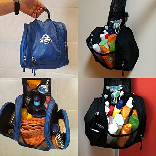 Kulturbeutel, Kulturtasche, Kosmetiktasche für Herren, Damen und Kinder zum Aufhängen. Waschtasche groß in XL für die Reise, blau und schwarz - 5