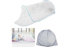 DASFIE Mosquito Net Bed Travel, Mosquito Net Travel Pop Up, Mosquito Net Outdoor, Mosquito Net Travel for Camping, Outdoor, Bedroom, 80 x 200 cm (Blue)