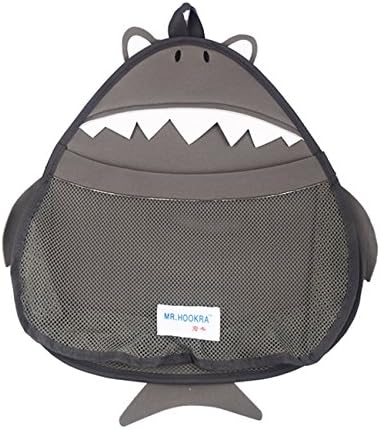 APig Cartoon Baby Kids Bath Toy Organizer, Includes a Strong Hooked Suction Cup, 37x38 cm- Grey Shark