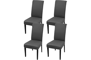 JUNZHE Juego de 4/6 fundas para sillas de comedor, fundas protectoras elásticas modernas para sillas de cocina, extraíbles y lavables (gris-B, 4 piezas)