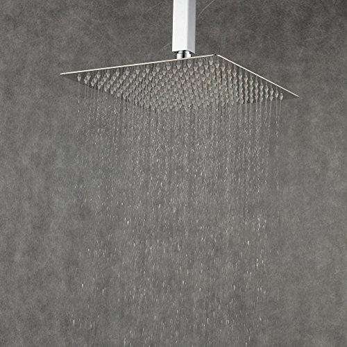 Beelee 12 Zoll Quadratische Duschkopf Regendusche Regenduschkopf Kopfbrause Regenbrause mit Anti-Kalk-Düsen Edelstahl poliert Spiegeleffekt hochglänzend