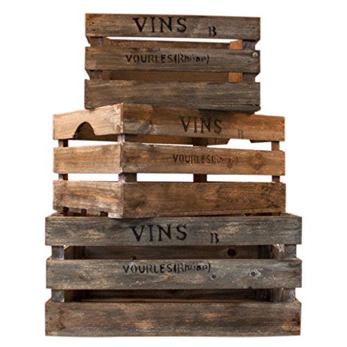 3er-Set Weinkisten Holzkisten Holzkiste Holz braun – L42/36/30cm - 2