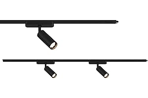 Briloner Set di estensione del sistema di binari, 2x spot LED, estensibili, orientabili, lampade, sistema di binari a soffitto, binario per faretti, lampada a soffitto, plafoniera, 1m, nero