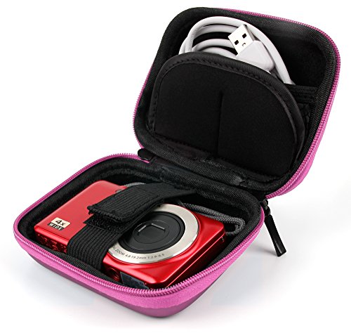 Etui housse rigide rose pour Nikon Coolpix A300 appareil photo compact - mousqueton amovible  par DURAGADGET