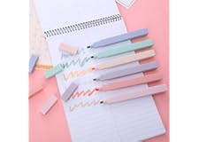 Chic Modern Minimal Patel Tip Highlighters | Set Of 6 Pens | Chisel Tip Fine Grip Marker | Ideal Gifts For Stationery Hoarder