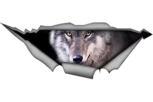 TIZIKJ Adesivo per auto, 25 cm (9,8 pollici), divertente lupo per auto, personalizzabile, impermeabile, lupo 3D, strappato, in metallo, per paraurti