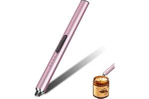GeeRic Encendedor Electrico USB Mechero, Encendedor de Arco Eléctrico Recargable con Indicador LED, Recargable Mechero de Velas para Cocina de Gas,Chimenea, Barbacoa,Camping（Rosa）