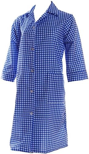 HDUK Tabards and ApronsHDUK Ladies ¾ Length Sleeve Check Home/Work Overall Tabard Apron/Available in 6 Colours and in UK Sizes 8-10 up to 24-26 (UK 24/26 (XXOS), Royal Blue)