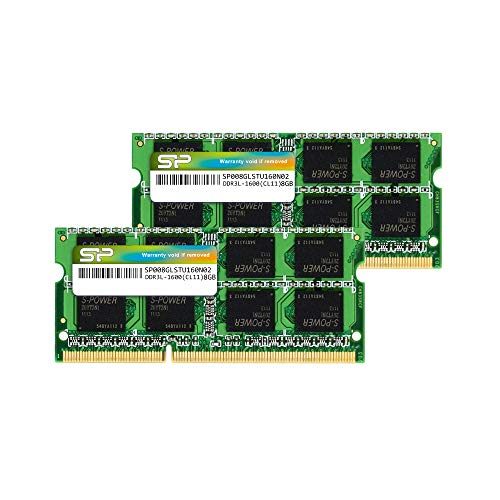 Silicon Power 16GB (2 x 8GB) DDR3L-RAM-1600MHz (PC3 12800) 204 Pin CL11 1.35V Non ECC Unbuffered SODIMM-Laptop Module - Low Voltage And Power Saving