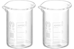 PATIKIL 2Stk 5ml Niedrig Form Glasbecher 3.3 Borosilikatglas Skalierte Bedruckte Messbecher mit Ausguss für Küche Labor Flüssigkeiten