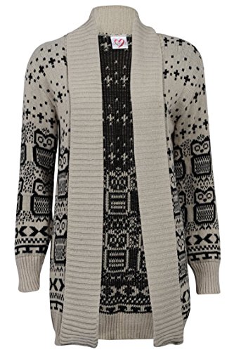 Womens Long Sleeves Front Open Skull & Owl Knitted Cardigan Top
