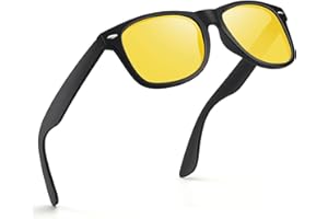 wearPro Lunettes Conduite de Nuit Polarisées Lunette Vision Nocturne Pour Hommes et Femmes Ultralégères Rétro Jaune Anti-Éblouissement Unisexes Noir Lunette de Nuit