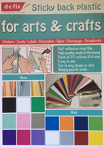 d-c-fix® Klebefolie, Kunststoff, selbstklebend, verschiedene Farben, 20 Stück, glänzend und matt, A4