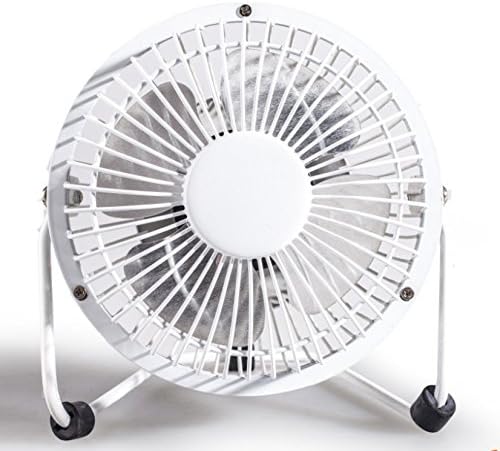 Runnept 4Inch Mini USB Fan, Aluminium Frame and Blades, Table-Use Mini Fan with 3 Anti-vibration Rubber Rings,360 Degree (white)