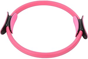 SORANDY Yoga Ring, Workout Fitness Exercise Circle with Double Handle, Fitness Ring, Magic Circle with Fibreglass Material for Women, Pilates Equipment, Thigh Master (Pink)