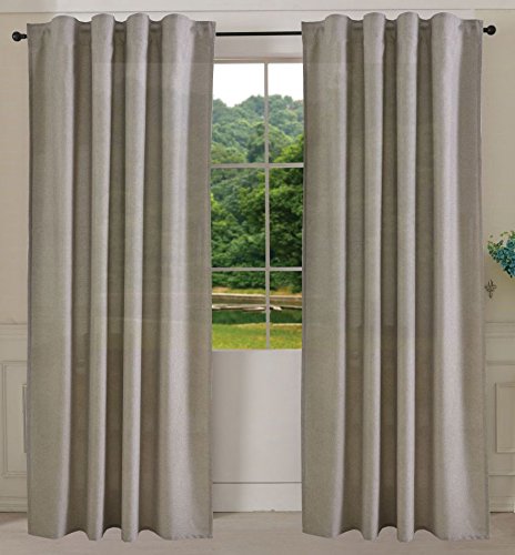 Vorhang Schal Gardine Schlaufen Cationic Blickdicht Leinen Optik Natura seidenmatt, 2 Stück 245x140 (HxB), Grau Lanhaus Stil, 204402