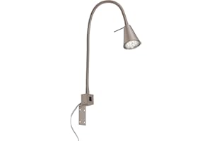 BRILONER - LED Leselampe mit Schalter am Gehäuse, schwenkbar, GU10 4,7W, 400lm, warmweißes Licht, Wandleuchte Innen, Wandlampe, Bettlampe, Lampe Bett, Leselicht, Nachttischlampe, 40,3 cm, Matt-Nickel