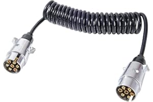 Feuunly Rimorchio Cavo 7 Poli 2,9M, Spiral Cavo Rimorchio Impermeabile 12V, con Lega di Alluminio Spina 7 Poli Rimorchio Cavo, per Camion RV Auto Trattore Rimorchio Cavo (2,9M Rimorchio Cavo 7 Poli)