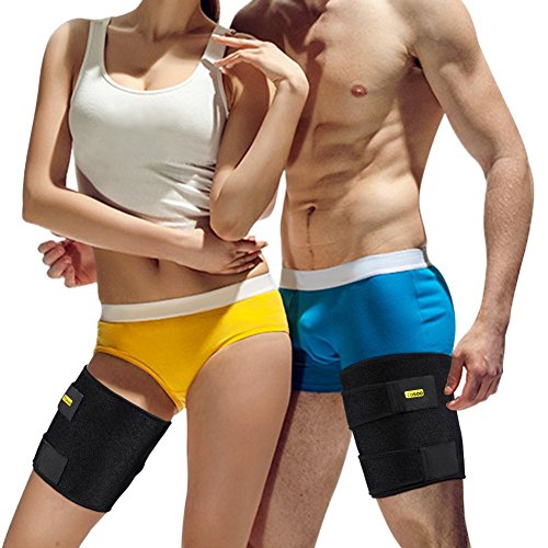 Yosoo Oberschenkelbandage, Verstellbare Neopren Oberschenkel Bandage für Sehnen Tendinitis Muskelverletzungen reha und erholung, Passend für Männer und Frauen - 7