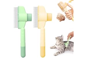 LINYIJOY 2 Stück Selbstreinigender Flohkamm, Flohkamm für Katzen Flohkamm Hunde Mit Entriegelungsknopf, Haustier Hundebürste Katzenburste Selbstreinigend Katzenkamm für Kurzes und Langes Haar