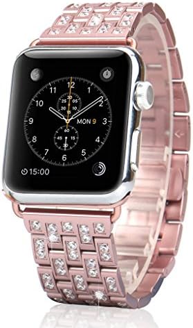 AWSTECH for Apple Watch Strap 42mm Rose Gold Luxury Glitter Swarovski Crystal Rhinestone Jewellery Band Stainless Steel Wristband Replacement for iWatch Series 1 Series 2 Sport &amp; Edition