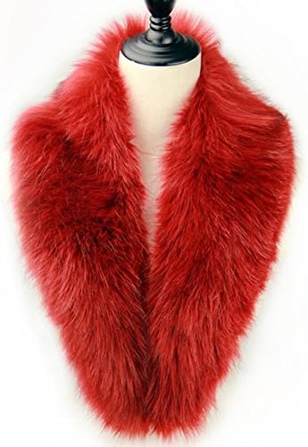 Cinoyoni Extra Large Women's Faux Fur Collar for Winter Coat (Large, Wine red)