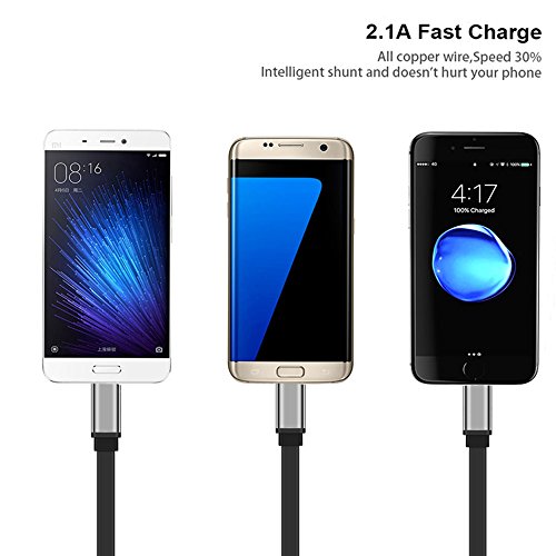Mehrere USB Ladekabel, USB Typ C/8 Pin Lightning/Micro USB 3 in 1 Universal Ladegerät Daten Kabel Laden Cord Stecker für iPhone, iPad und Android Smartphone (1,5 m, schwarz) - 4