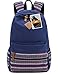 Produktbild Leaper Blumen Rucksack Retro Rucksack für Outdoor Camping Picknick Außflug Sports Uni Rucksack Schultasche (Groß,Navy Blau+Blumen)