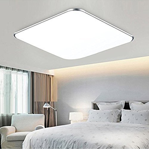 Preisvergleich Produktbild Ultraslim LED Deckenleuchte Deckenlampe Modern Wohnzimmer Lampe Schlafzimmer Küche Panel Leuchte Silber (65x65CM 64W Kaltweiß)