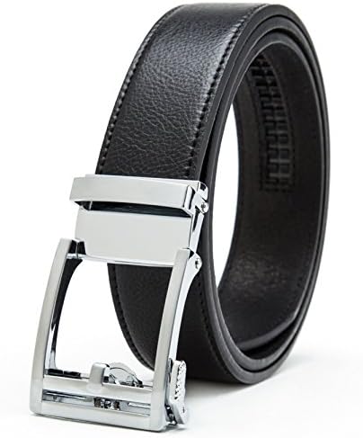 Gurscour Belts for Men Ratchet Sliding Buckle Leather Mens Belt Automatic Lock 35mm 1.4"