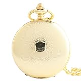 Easy Go Shopping Goldene Retro Mechanische Clamshell-Taschenuhr Römische Zahl mit Kette