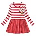 Produktbild OverDose Nettes Kleinkind Baby Kind Blumen Druck Stickerei-Prinzessin Party Kleid Bluse Dress Langarm T-shirts Party Kleid Mini Kleid (5T,B-Rot)