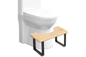 DYOUen Squatting Toilet Stool Wooden with Metal Toilet Step Bathroom Portable Squatty Potty Anti-Slip Stool for Adult