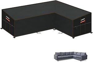 HEIMUNI Pokrowiec na Meble Ogrodowe w Kształcie Litery L, Wodoszczelny Pokrowiec na Meble Wypoczynkowe w Kształcie Litery L, Plandeka na Sofę Narożną, 286 x 222 x 90 x 80/65cm