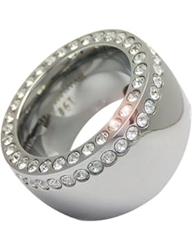 EDELSTAHLRING RING Damen SILBER Edelstahl Modern 2 Reihen Zirconia Steine