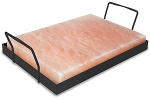 Fiqops 1 pietra di sale per grigliare XXL, 20 x 30 x 3 cm, piastra in ferro, pietra salata riutilizzabile, originale sale di cristallo