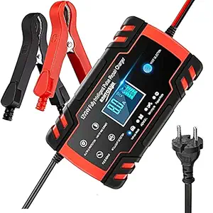 STHIRA Car Battery Charger, Enhanced Edition 8A 12V/4A 24V Car Battery Charger Charges, Automotive Smart Portable Battery Charger Maintainer for Car, Motorcycle, Lawn Mower and More