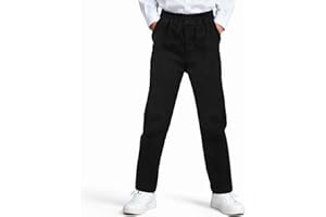 AYBUY Pantaloni Scolastici Bambini, Vita Elastica Completa Pantaloni da Uniforme Scolastica, vestibilità Robusta, Pantaloni Eleganti per Ragazzi per Scuola e Feste, 6-11 Anni