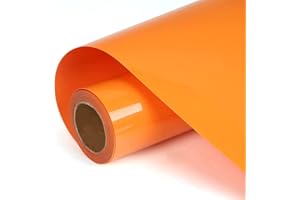 Heinaroman Vinile Termoadesivo per Tessuti - 30,5 cm x 152 cm Termovinile per Tessuti per Rilievo di taglio e contorno, Vinile HTV per T-Shirt Abbigliamento, Facile da tagliare e diserbare (Arancia)