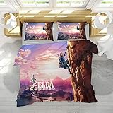 WAMK Ensemble de Housse de Couette Zelda Games, Ensemble de Housse de Couette en Microfibre hypoallergénique Ultra Doux, 3 pièces avec 2 taies d'oreiller,1,King
