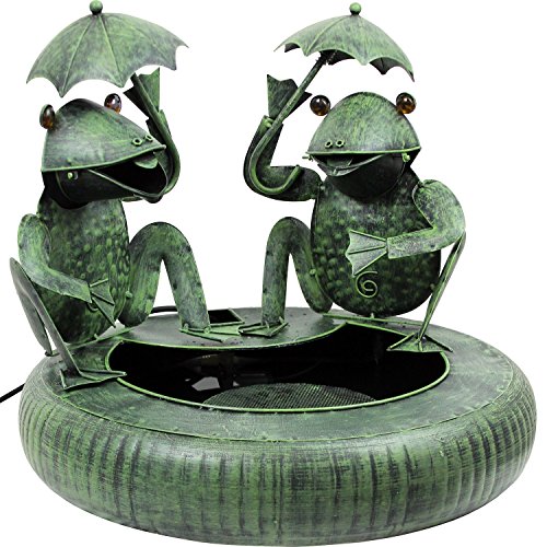 Metallbrunnen mit 2 Fröschen, Ø46xH43cm, inkl. Elektropumpe, Zimmerbrunnen, Antik-Look / Metall - 2