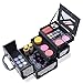 MUA LIMITED Cosmetic Aluminum Train Case, Compact Makeup Storage Organiser, Beauty Box with Lock and Key, Silver with Black Trim
