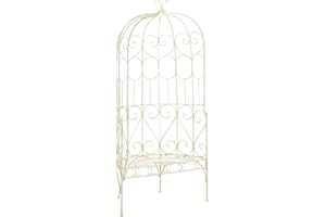 vidaXL Banco de Jardín Aspecto Antiguo Decoración Asientos Mobiliario del Exterior para Terraza Patio Porche Balcón Muebles Hogar 95 cm Hierro Blanco