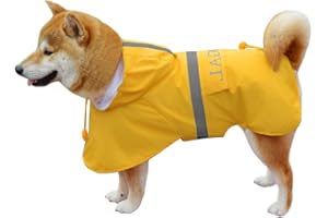 KOOGAL Imperméables pour Chiens avec Capuchon Impermeable Chien, Manteau Chien Imperméable, ultraléger et aéré avec Bandes réfléchissantes pour Chiens Moyens à Grands (Jaune, 3XL)