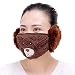 Produktbild iSpchen Frauen Kinder Kalte Beweis Winter Warme Mundmaske mit Ohrenschützer 2 In 1 Gesichtsmaske Karton Niedlicher Anti Staub Nebel Dunst Virus Grippe für Winter Outdoor-Aktivitäten Kaffee EINWEG