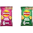 Walkers Prawn Cocktail Vegetarian Multipack Crisps, Perfect for Lunch & Snacking 6x25g & Salt and Vinegar Vegetarian Multipack Crisps, Perfect for Lunch & Snacking 6x25g
